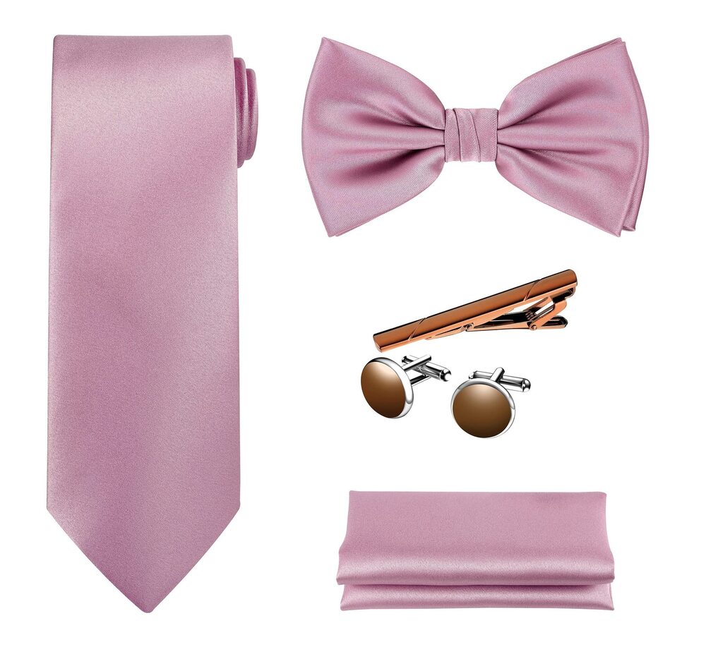 1432 TIE G 5pcs Tie Set in Premium Gift Box : Solid Color Necktie, Satin